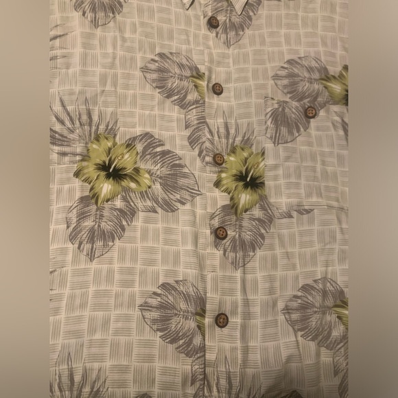 M.E. Sports Bold Loud XL Vintage Floral Hawaiin Button Down Grey Beige‎ Shirt - Picture 6 of 6